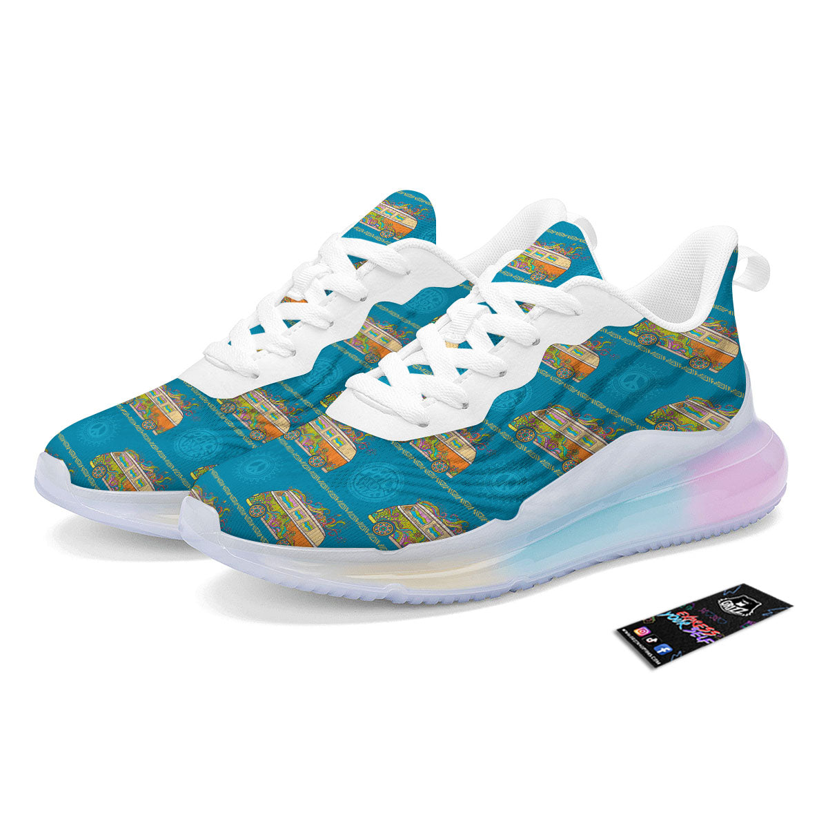 Van Hippie Vintage Print Pattern Running Sneakers-grizzshop