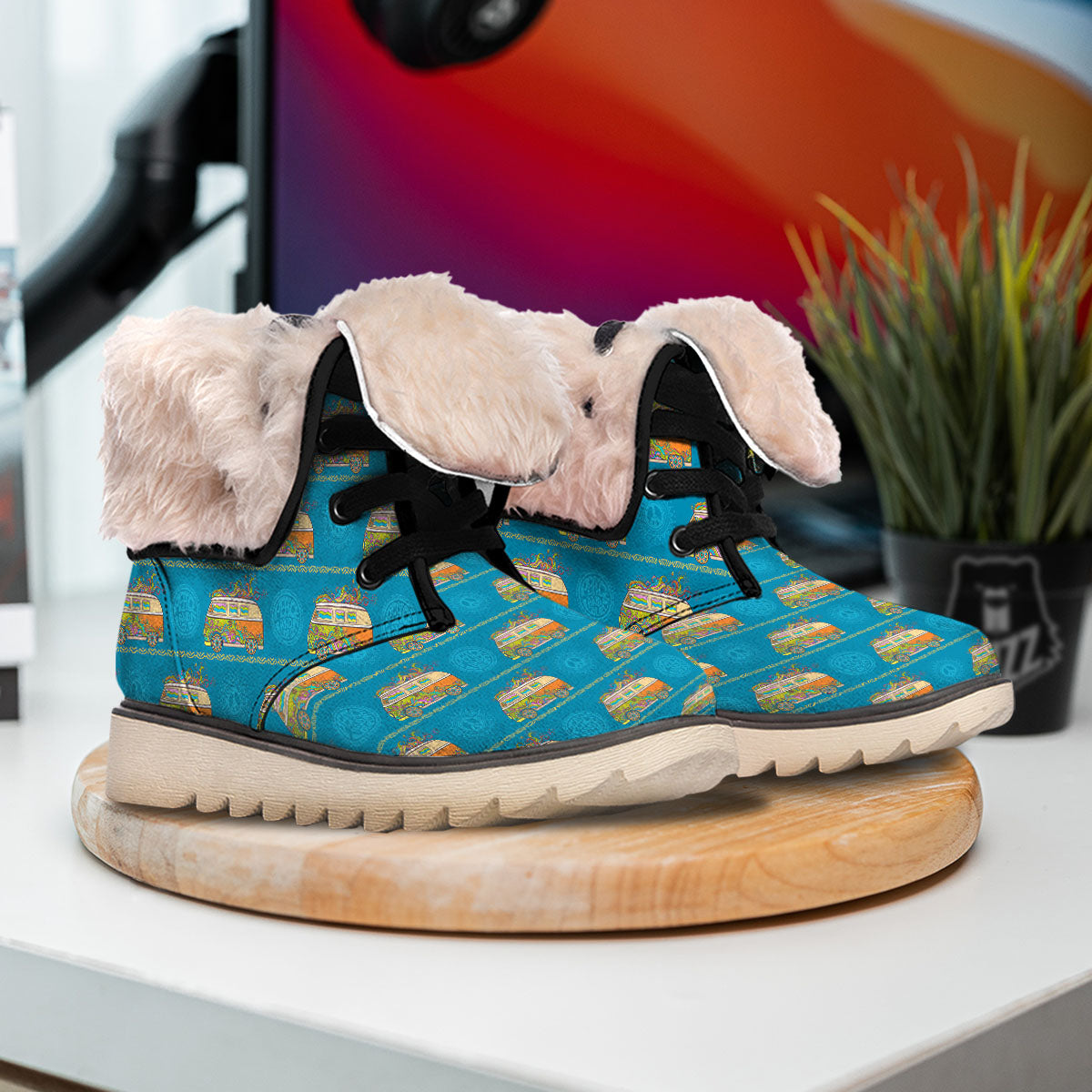 Van Hippie Vintage Print Pattern Snow Boots-grizzshop