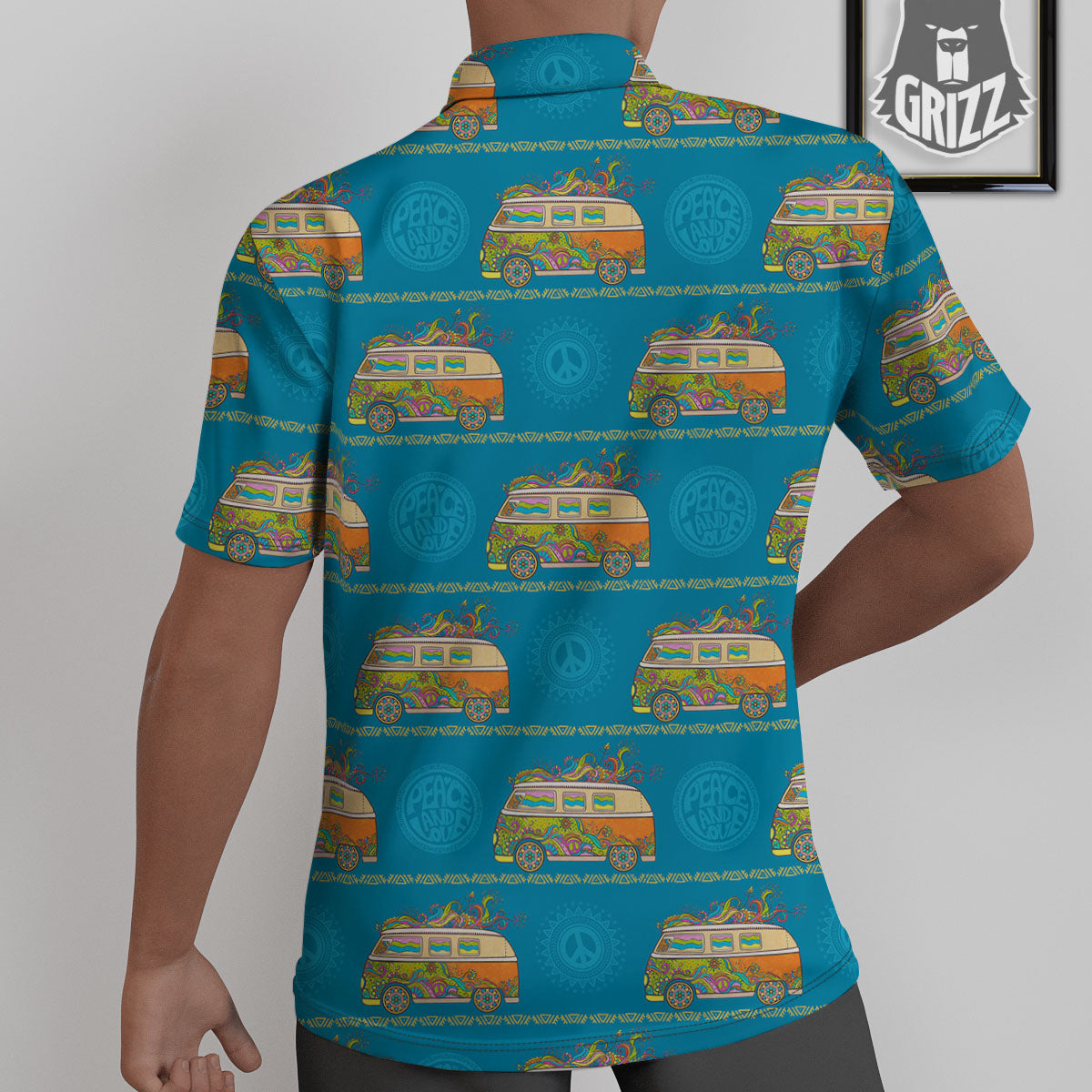 Van Hippie Vintage Print Pattern Untucked Shirts-grizzshop
