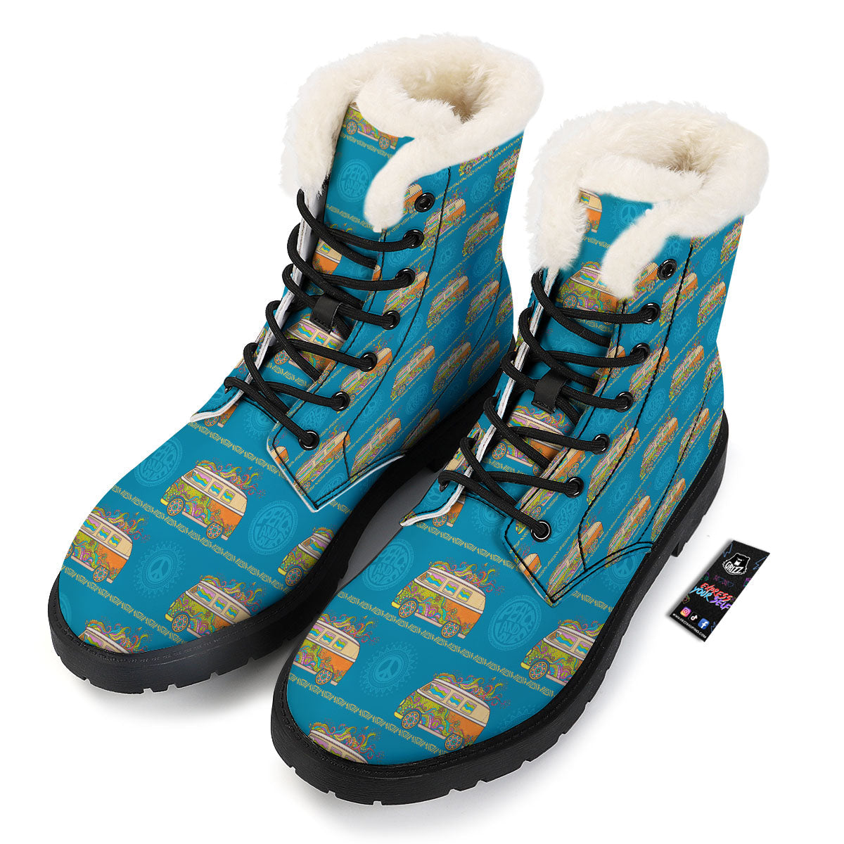 Van Hippie Vintage Print Pattern Winter Boots-grizzshop