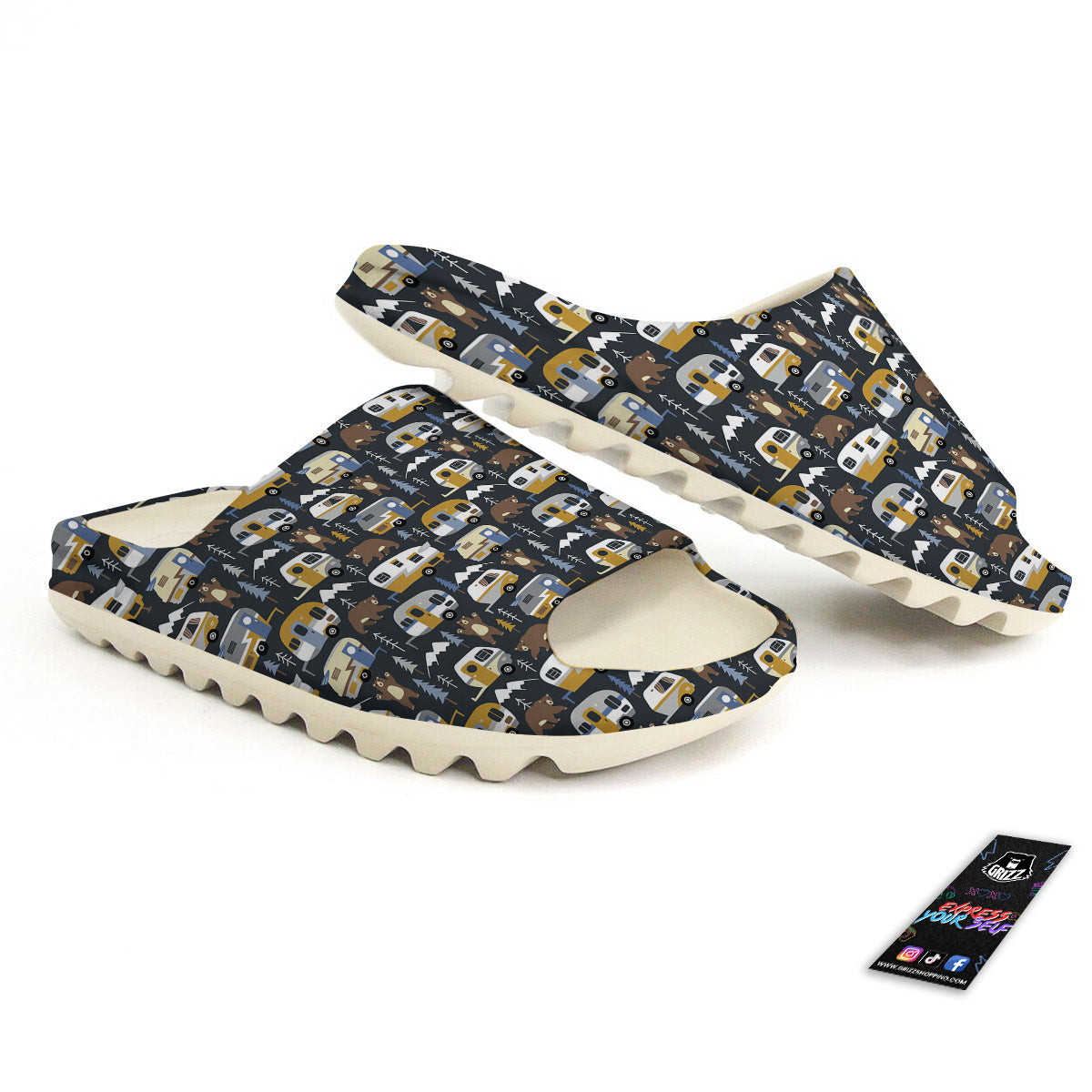 Van Camping Print Pattern Sandals-grizzshop