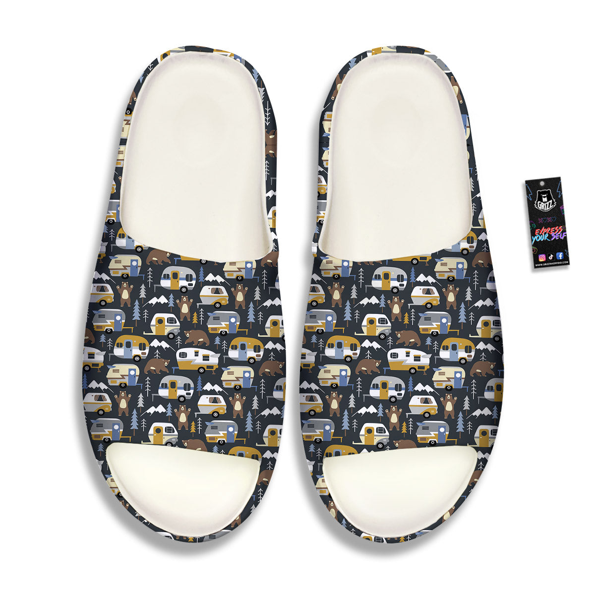 Van Camping Print Pattern Sandals-grizzshop