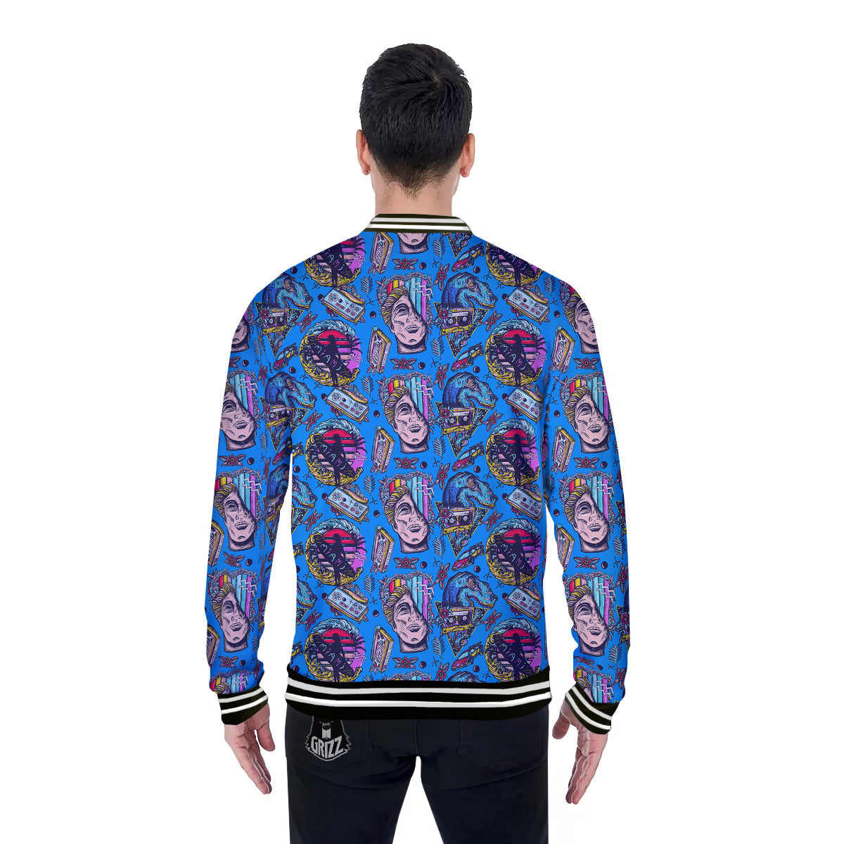 Vaporwave Art Cyberpunk Print Pattern Baseball Jacket-grizzshop