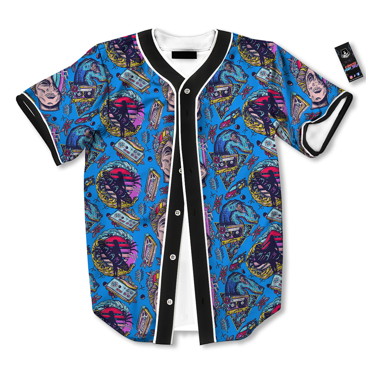 Vaporwave Art Cyberpunk Print Pattern Baseball Jersey-grizzshop