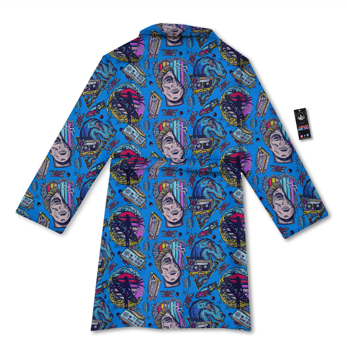 Vaporwave Art Cyberpunk Print Pattern Bathrobe-grizzshop