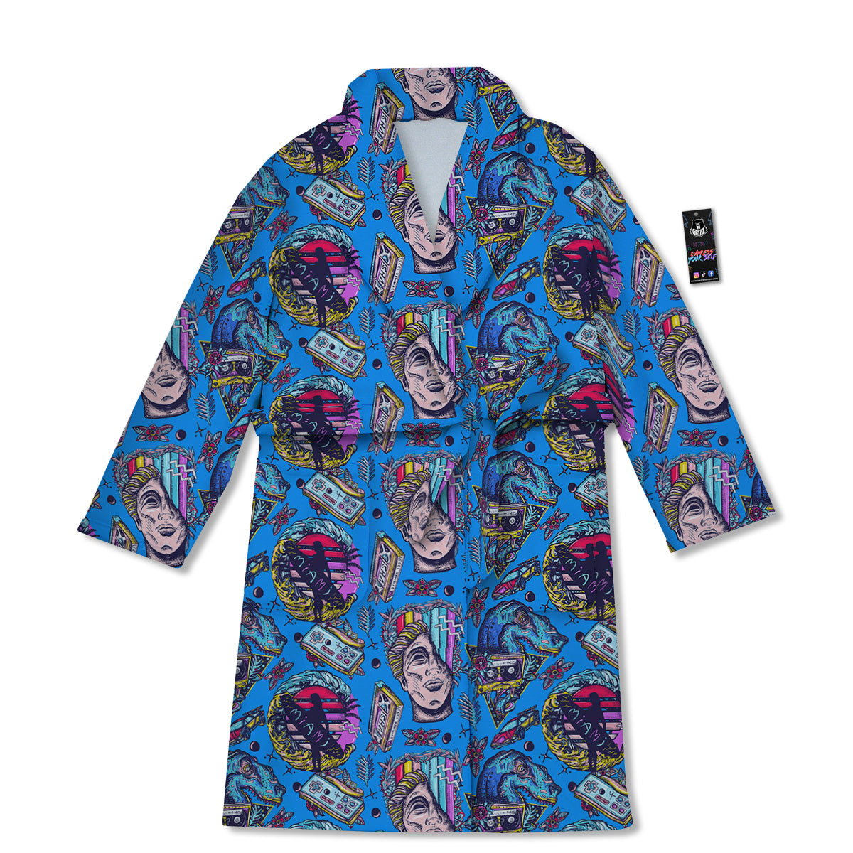 Vaporwave Art Cyberpunk Print Pattern Bathrobe-grizzshop