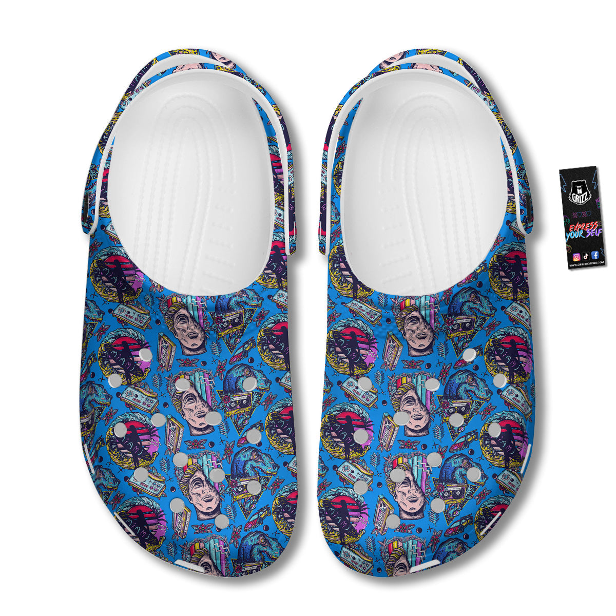 Vaporwave Art Cyberpunk Print Pattern Clog-grizzshop