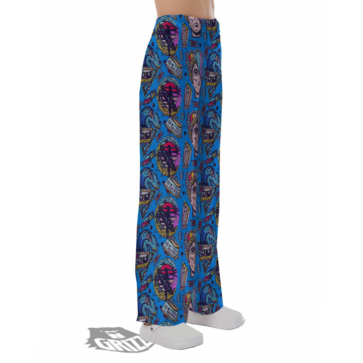 Vaporwave Art Cyberpunk Print Pattern Pajama Pants-grizzshop