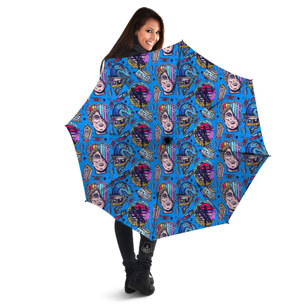 Vaporwave Art Cyberpunk Print Pattern Umbrella-grizzshop