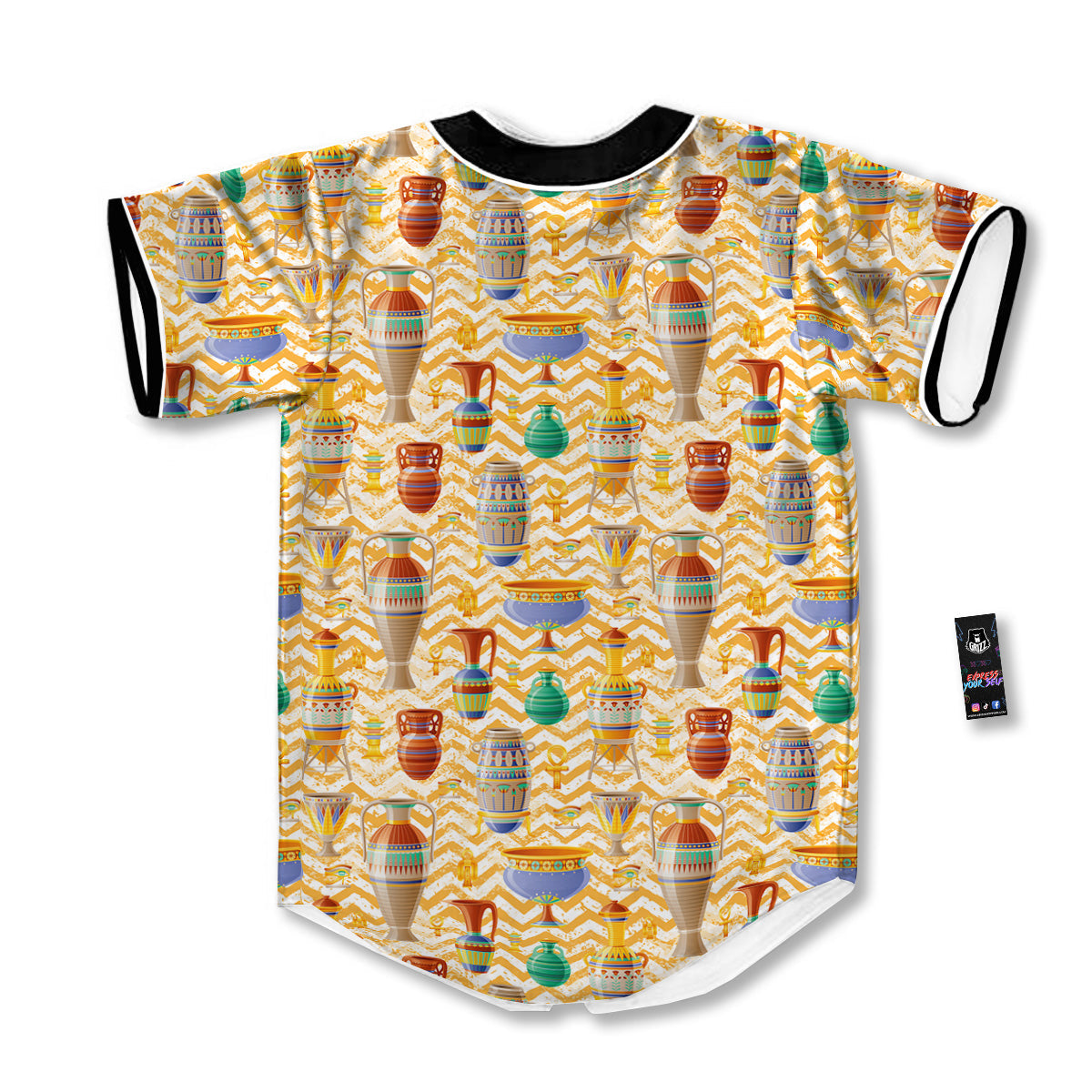 Vase And Pottery Ancient Egyptian Print Pattern Baseball Jersey-grizzshop