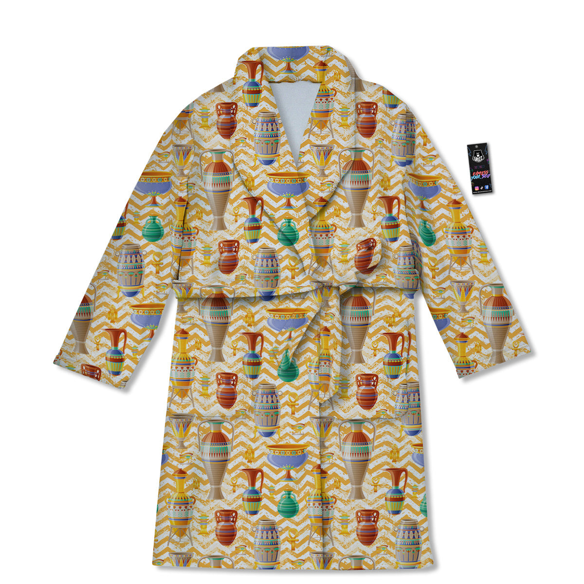 Vase And Pottery Ancient Egyptian Print Pattern Bathrobe-grizzshop