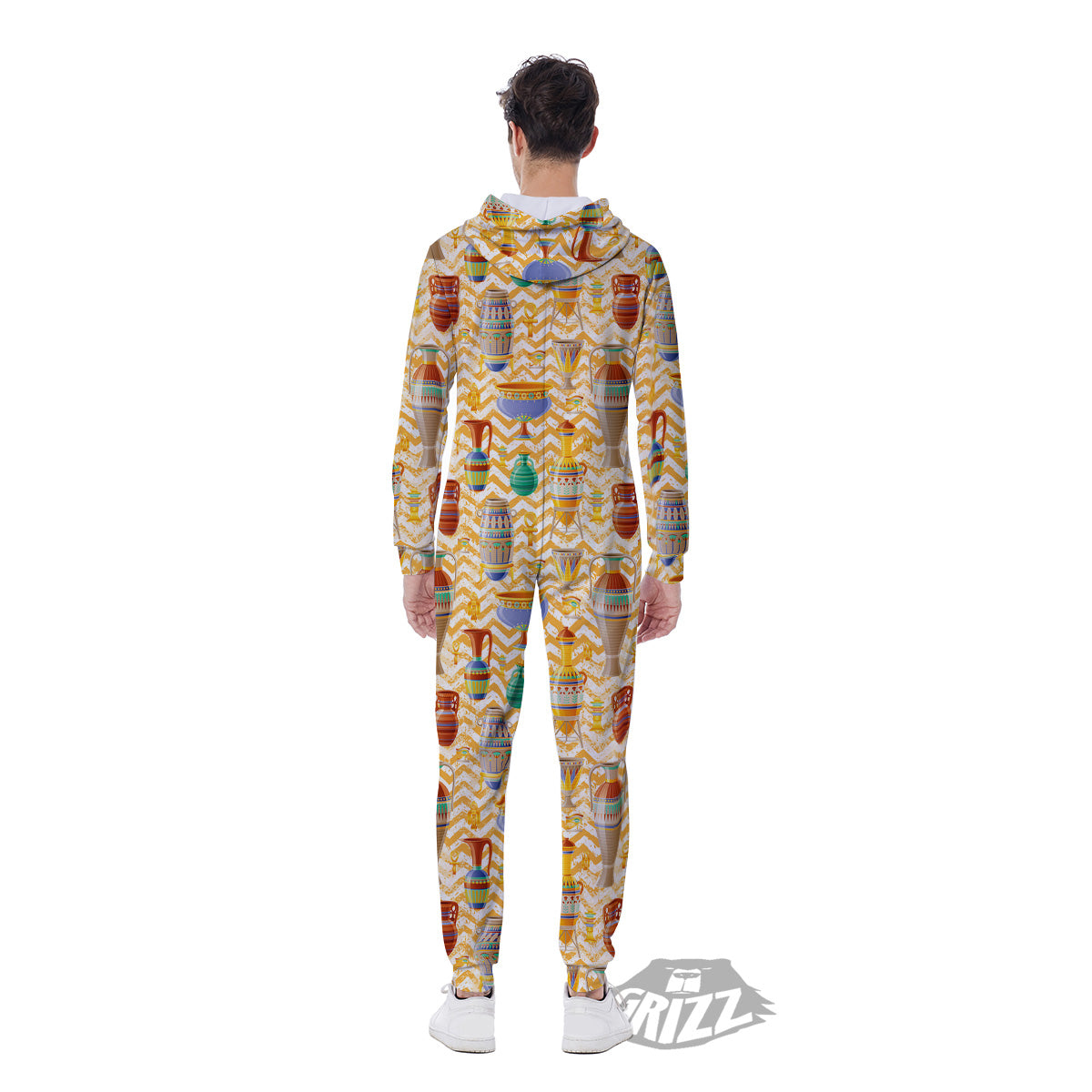 Vase And Pottery Ancient Egyptian Print Pattern Men's Jumpsuit-grizzshop