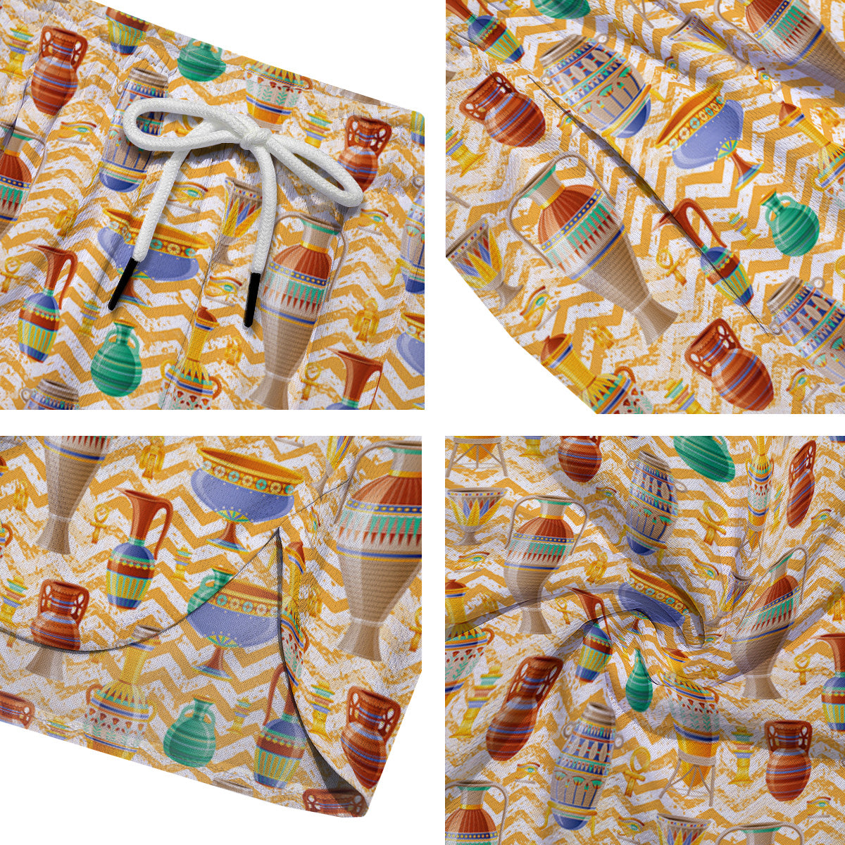 Vase And Pottery Ancient Egyptian Print Pattern Men's Running Shorts-grizzshop
