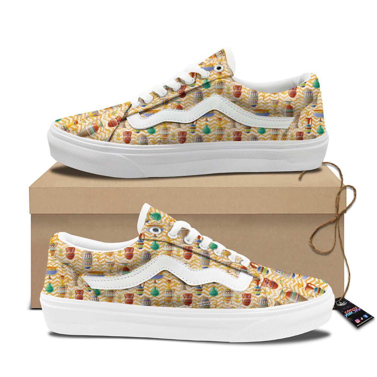 Vase And Pottery Ancient Egyptian Print Pattern Skate Shoes-grizzshop