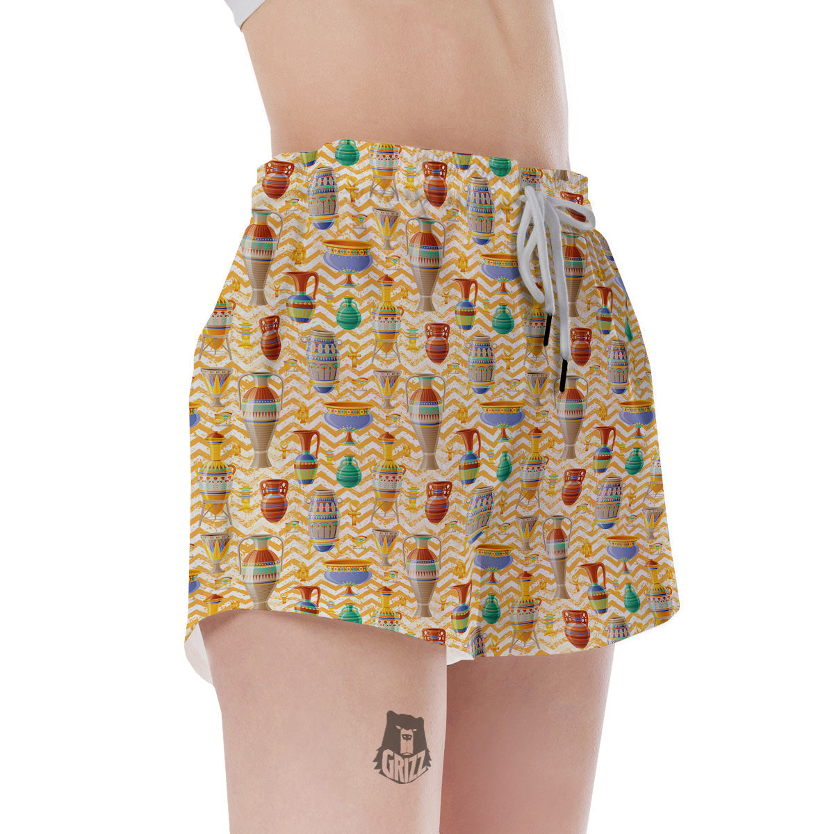 Vase And Pottery Ancient Egyptian Print Pattern Women's Shorts-grizzshop