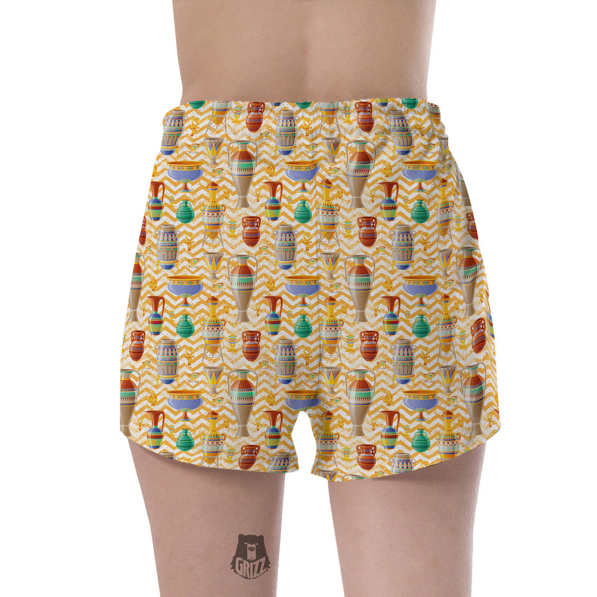 Vase And Pottery Ancient Egyptian Print Pattern Women's Shorts-grizzshop