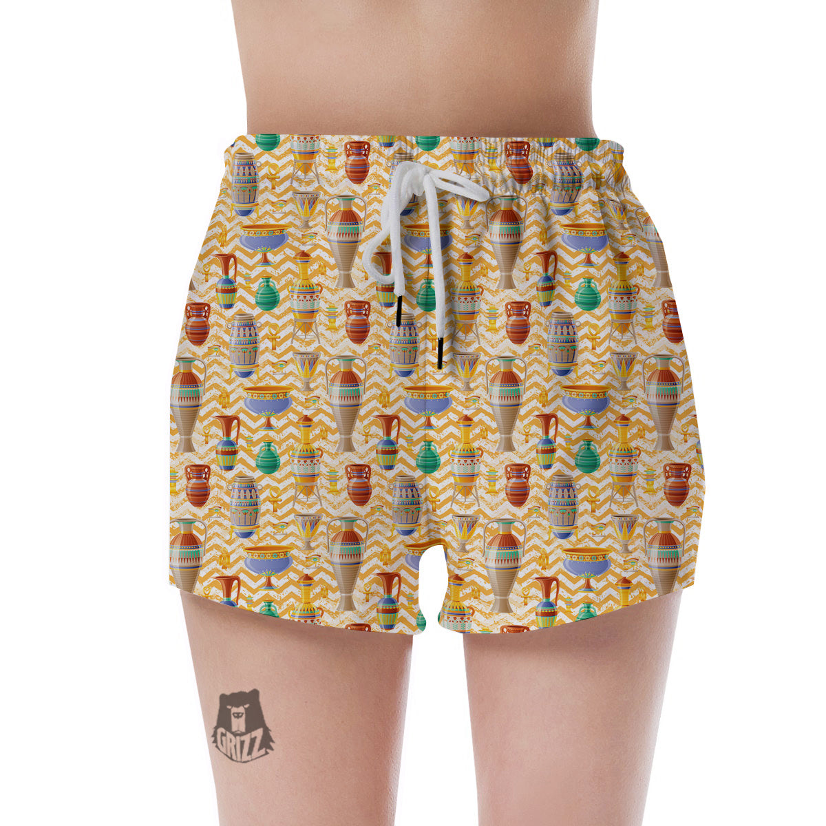 Vase And Pottery Ancient Egyptian Print Pattern Women's Shorts-grizzshop