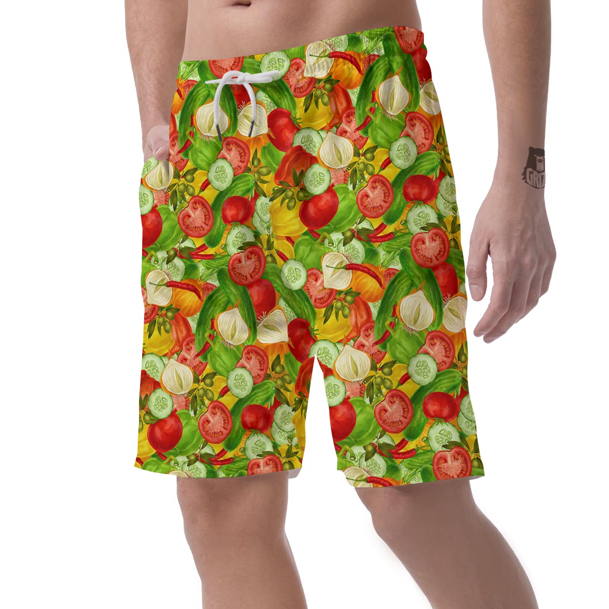 Vegan Colorful Pattern Print Men's Shorts-grizzshop