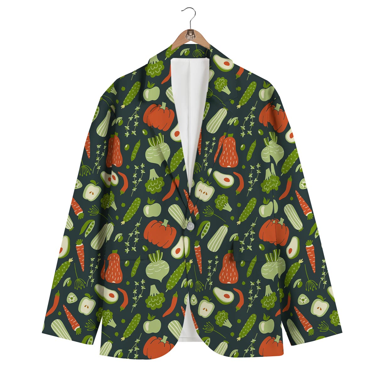 Vegan Pattern Print Men's Blazer-grizzshop