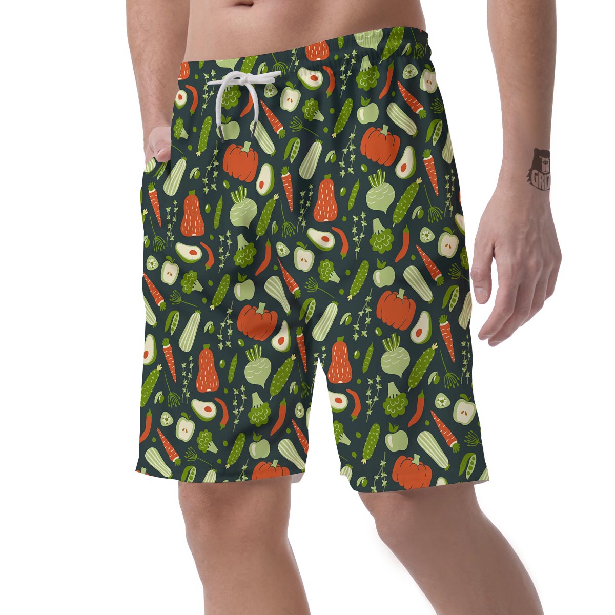 Vegan Pattern Print Men's Shorts-grizzshop