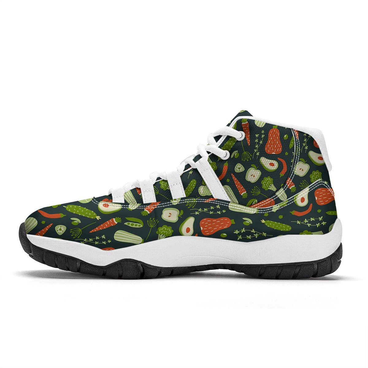 Vegan Pattern Print White Bball Shoes-grizzshop
