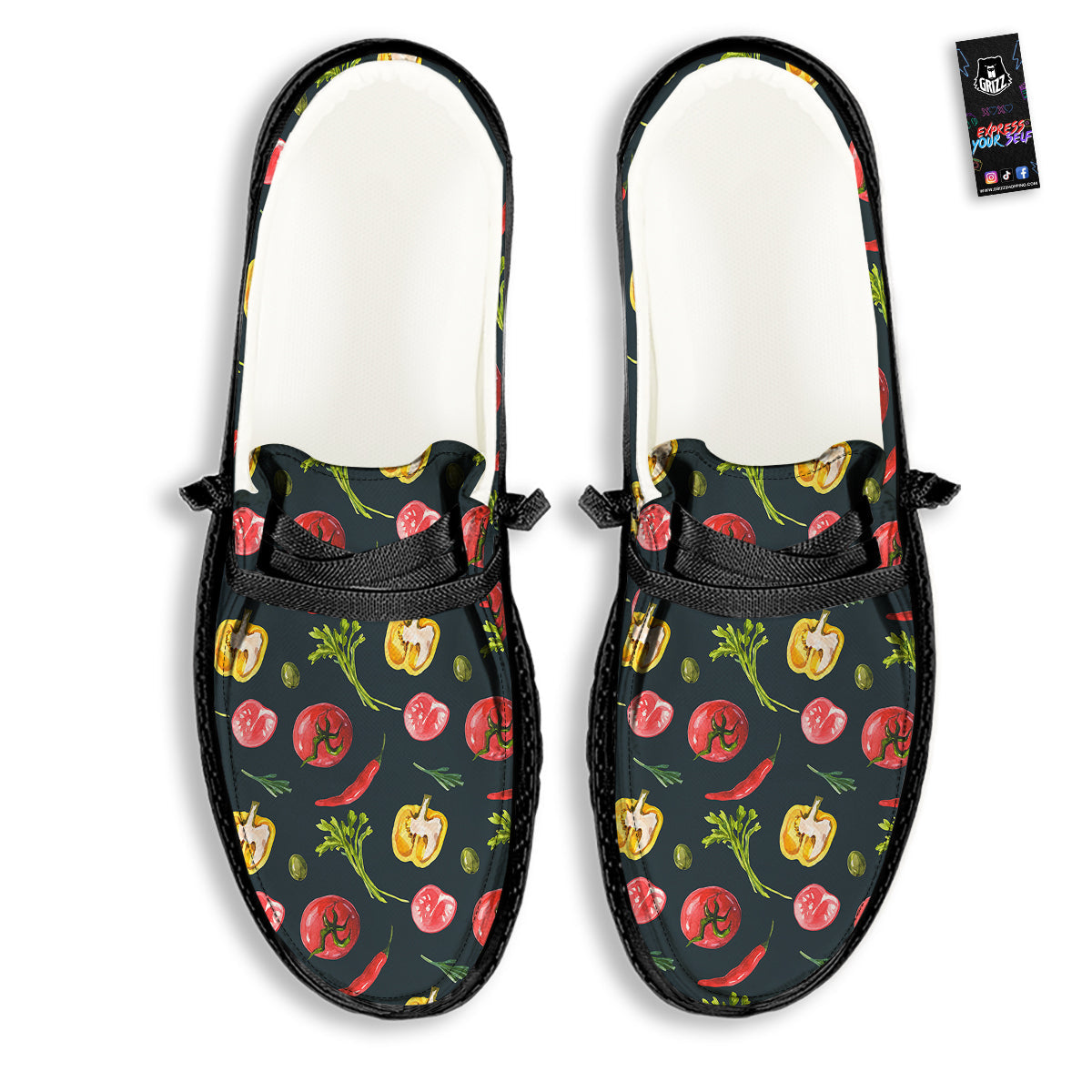 Vegan Watercolor Print Pattern Black Loafers-grizzshop
