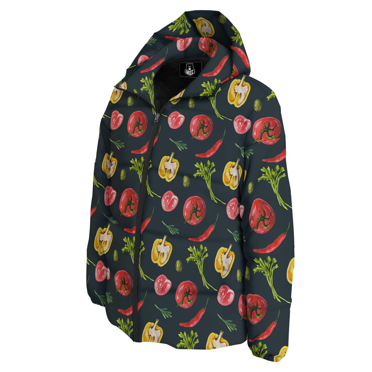 Vegan Watercolor Print Pattern Down Jacket-grizzshop