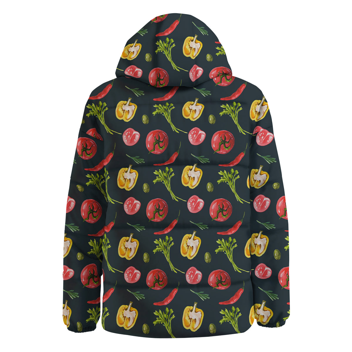 Vegan Watercolor Print Pattern Down Jacket-grizzshop