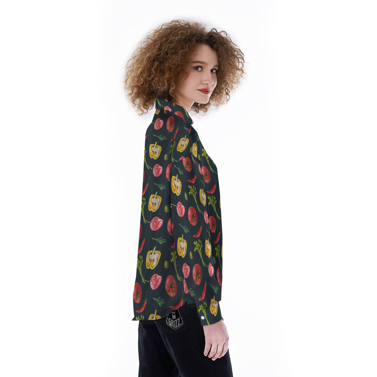 Vegan Watercolor Print Pattern Women's Long Sleeve Shirts-grizzshop