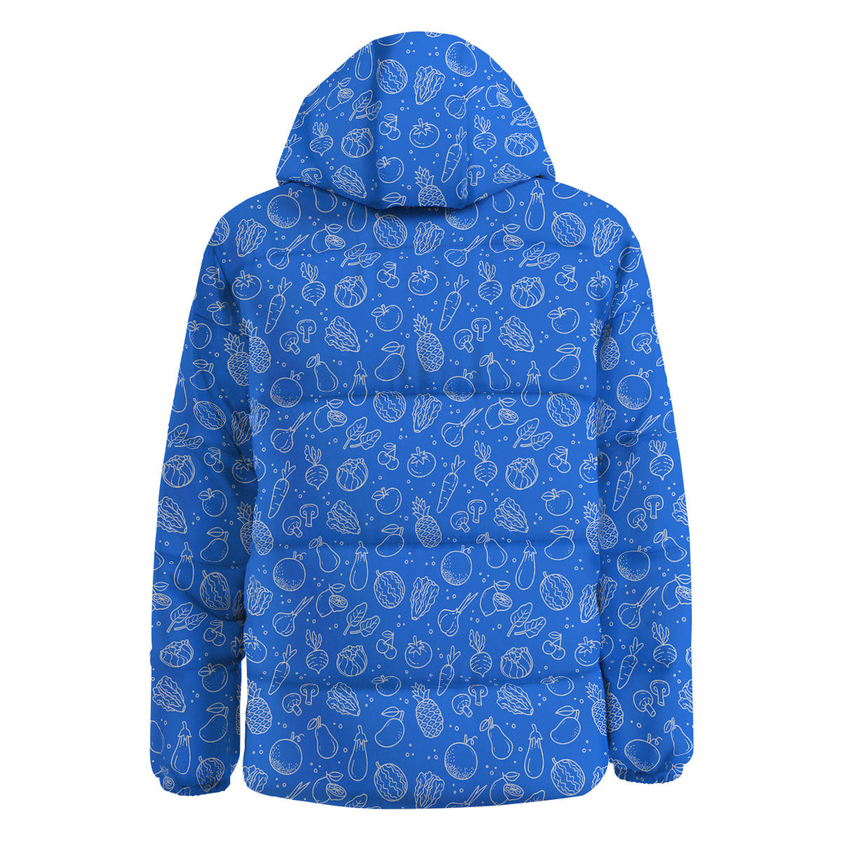Vegan White And Blue Print Pattern Down Jacket-grizzshop