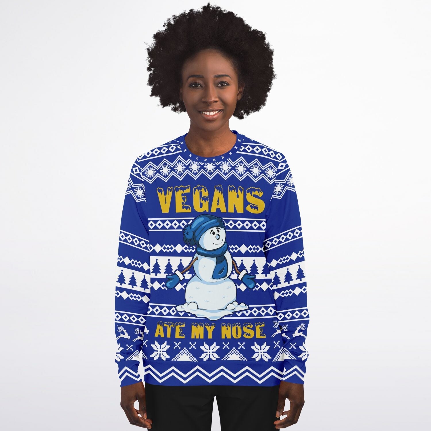 Vegans ate my Nose Snowman Ugly Christmas Sweater-grizzshop