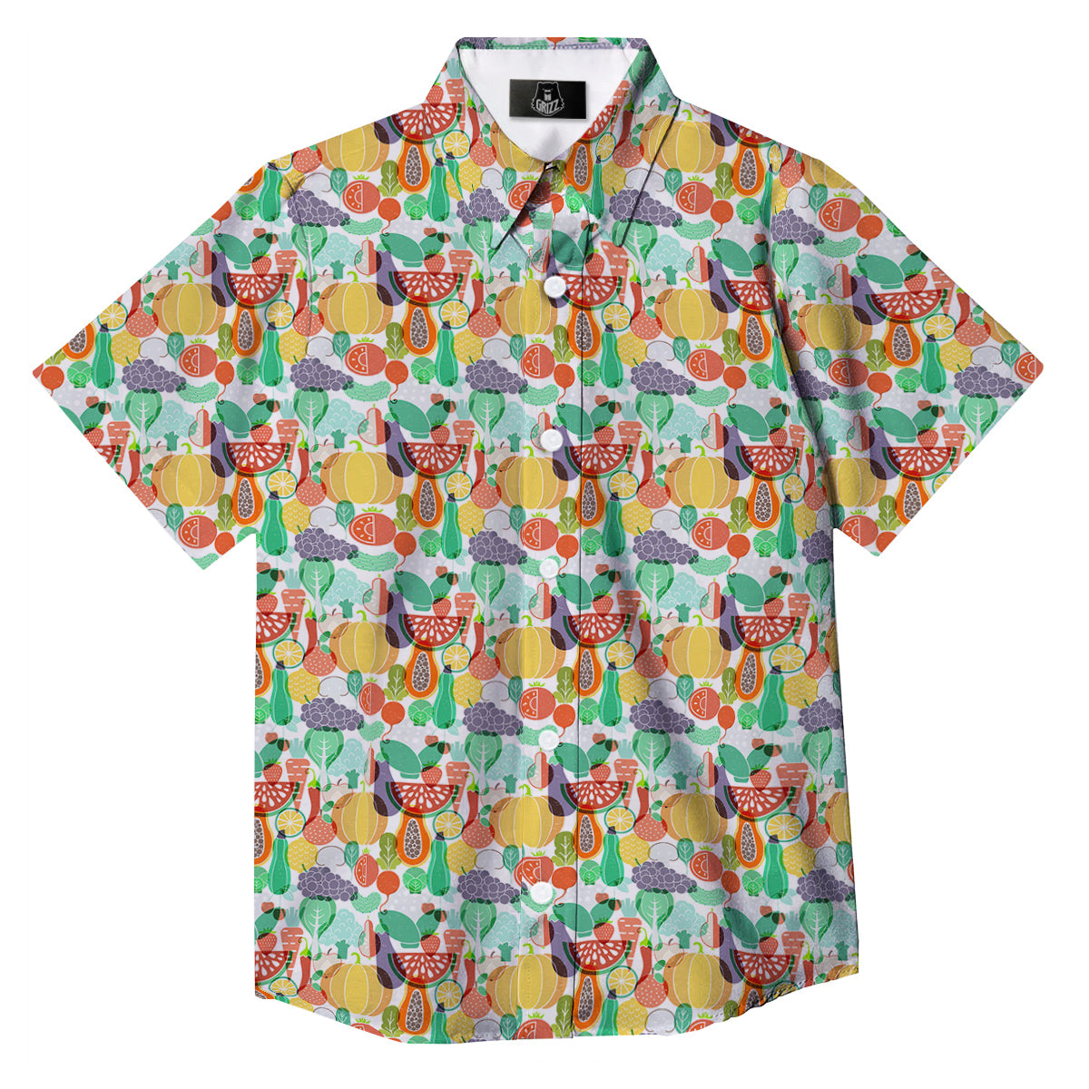 Vegetable Colorful Print Pattern Button Up Shirt-grizzshop