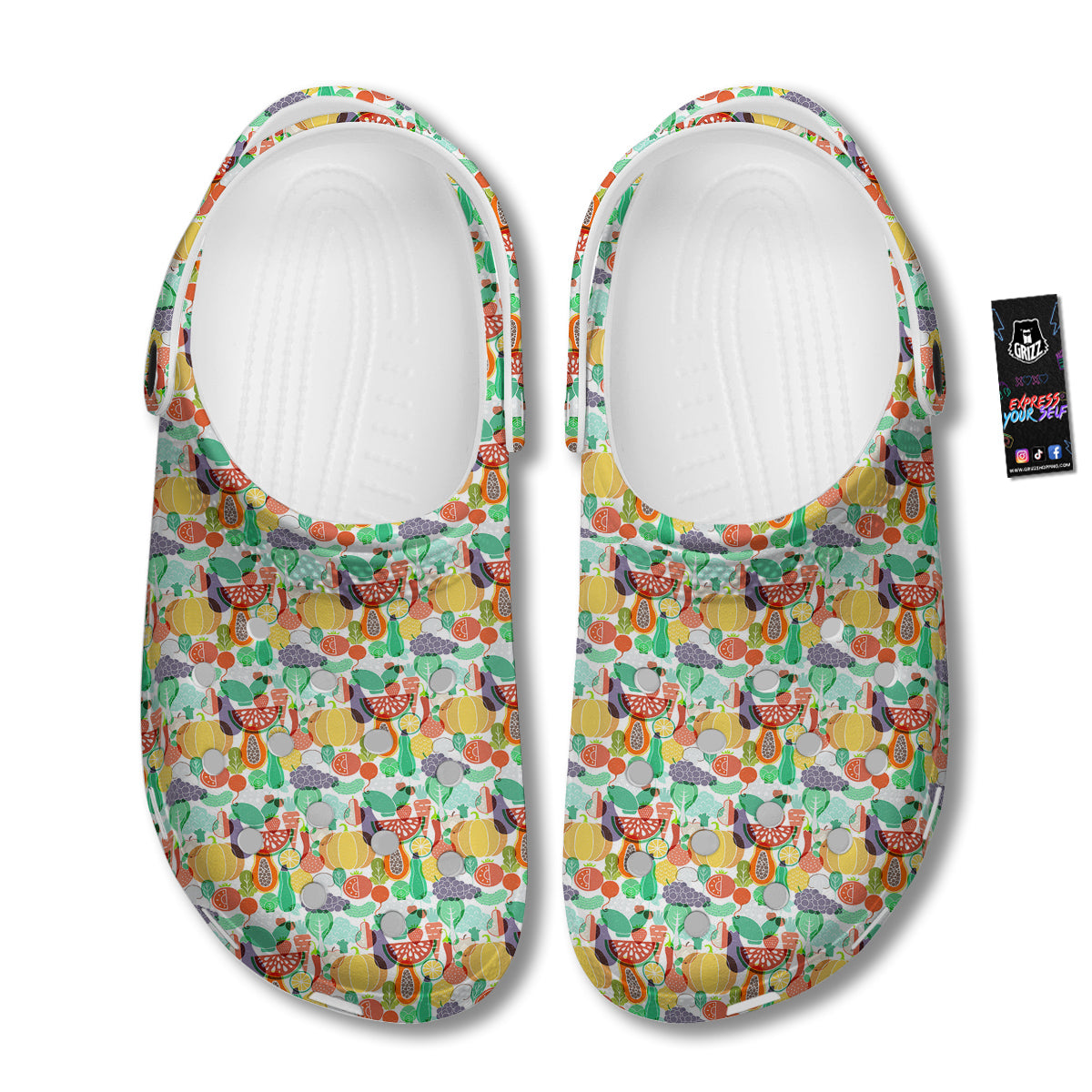 Vegetable Colorful Print Pattern Clog-grizzshop