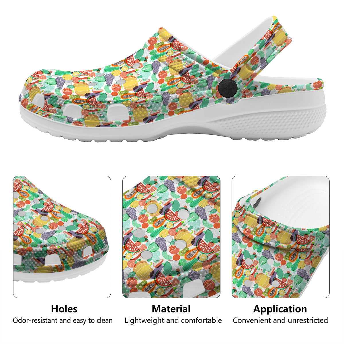 Vegetable Colorful Print Pattern Clog-grizzshop