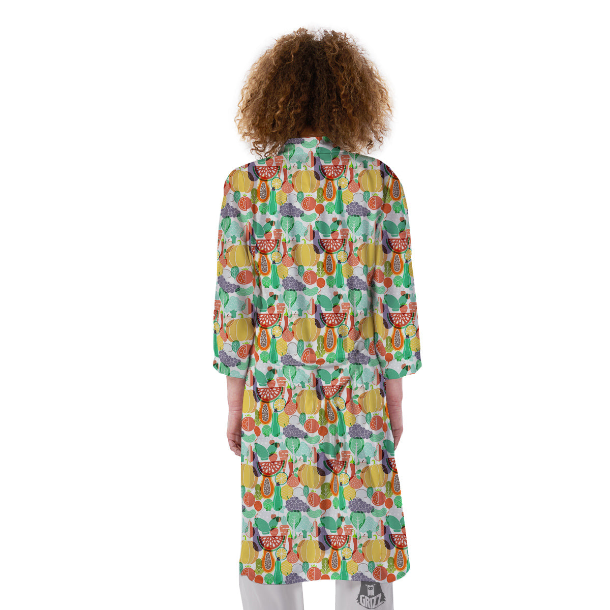 Vegetable Colorful Print Pattern Kimono-grizzshop