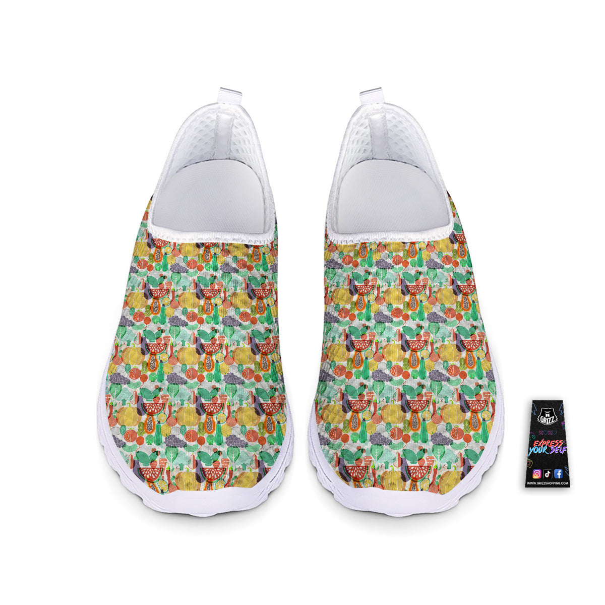 Vegetable Colorful Print Pattern Nurse Shoes-grizzshop