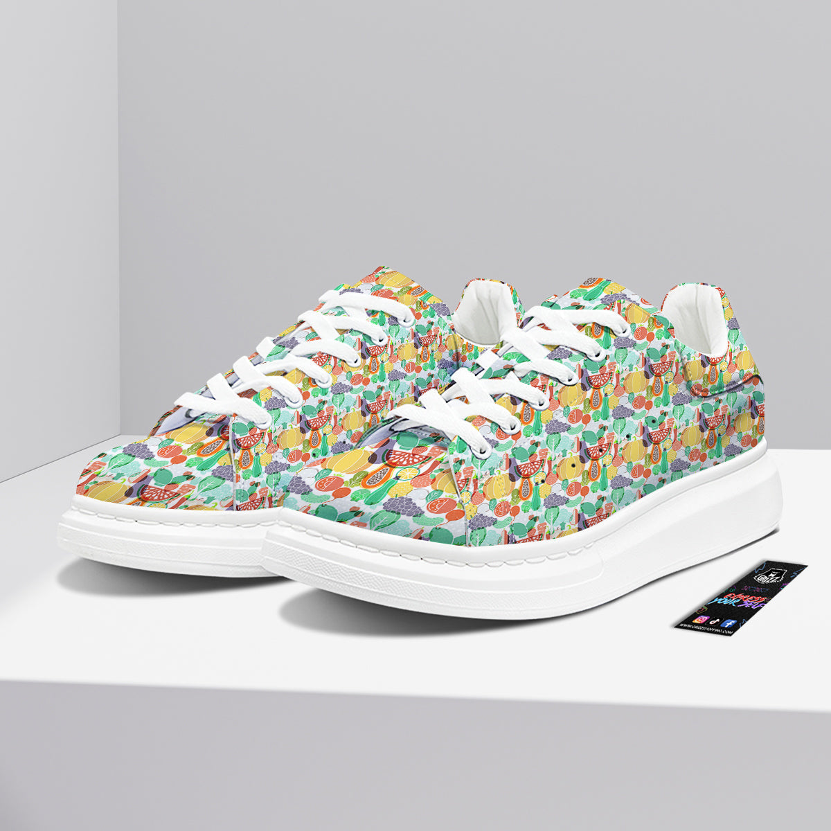 Vegetable Colorful Print Pattern Platform Shoes-grizzshop