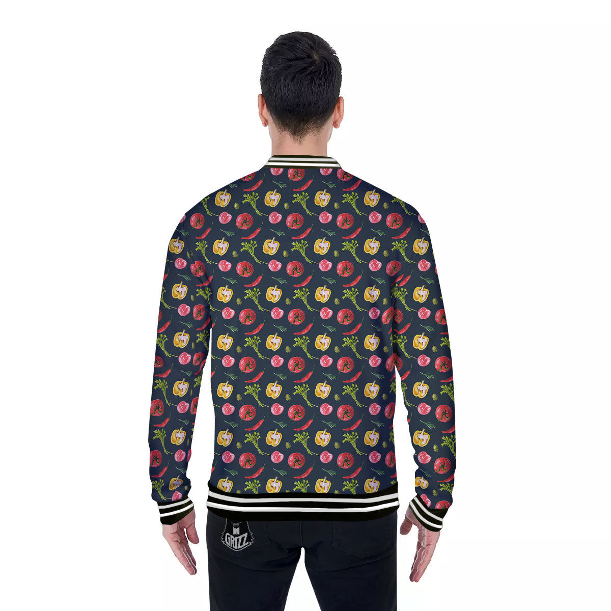 Vegetable Print Pattern Baseball Jacket-grizzshop