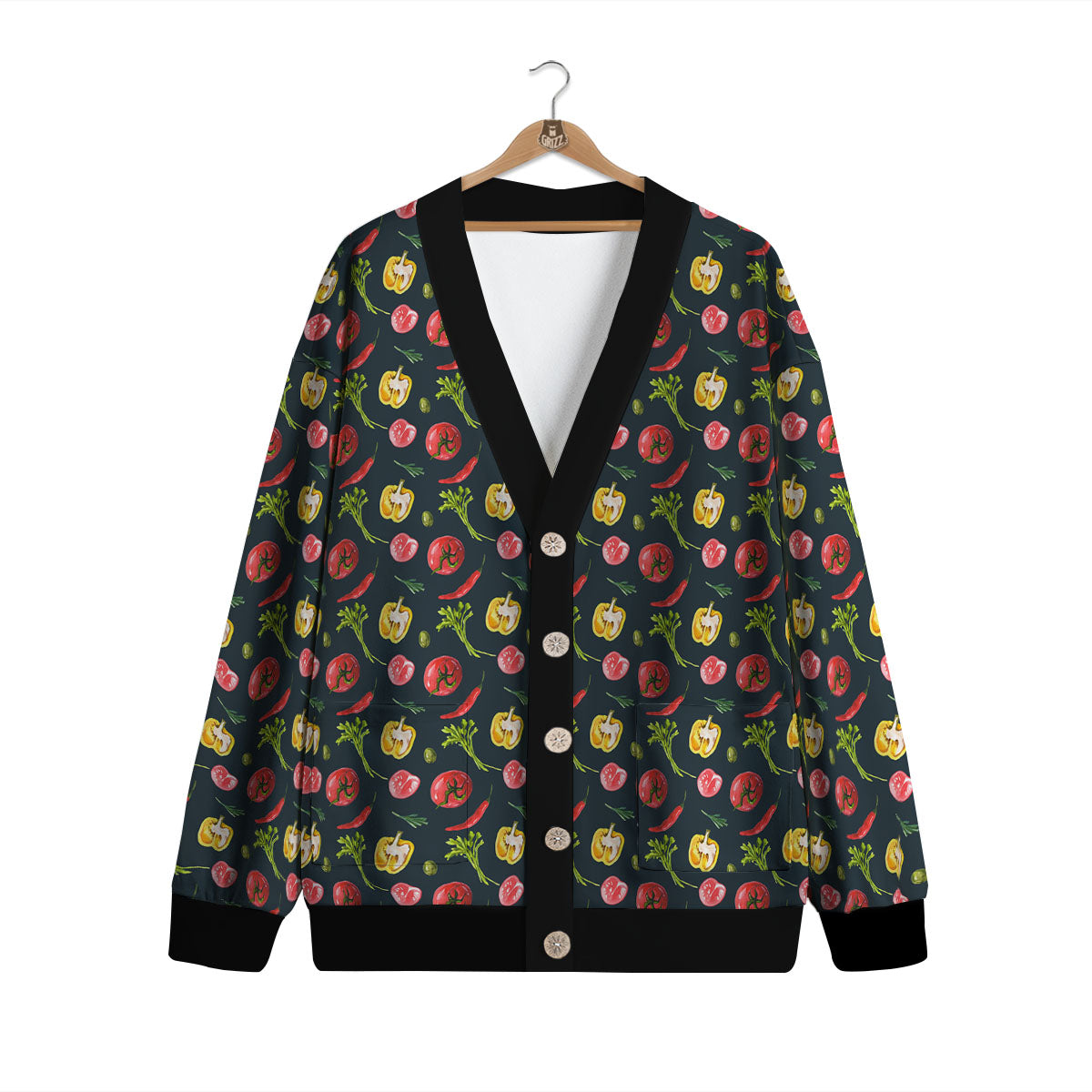 Vegetable Print Pattern Cardigan-grizzshop