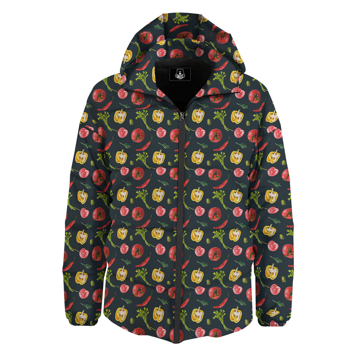 Vegetable Print Pattern Down Jacket-grizzshop