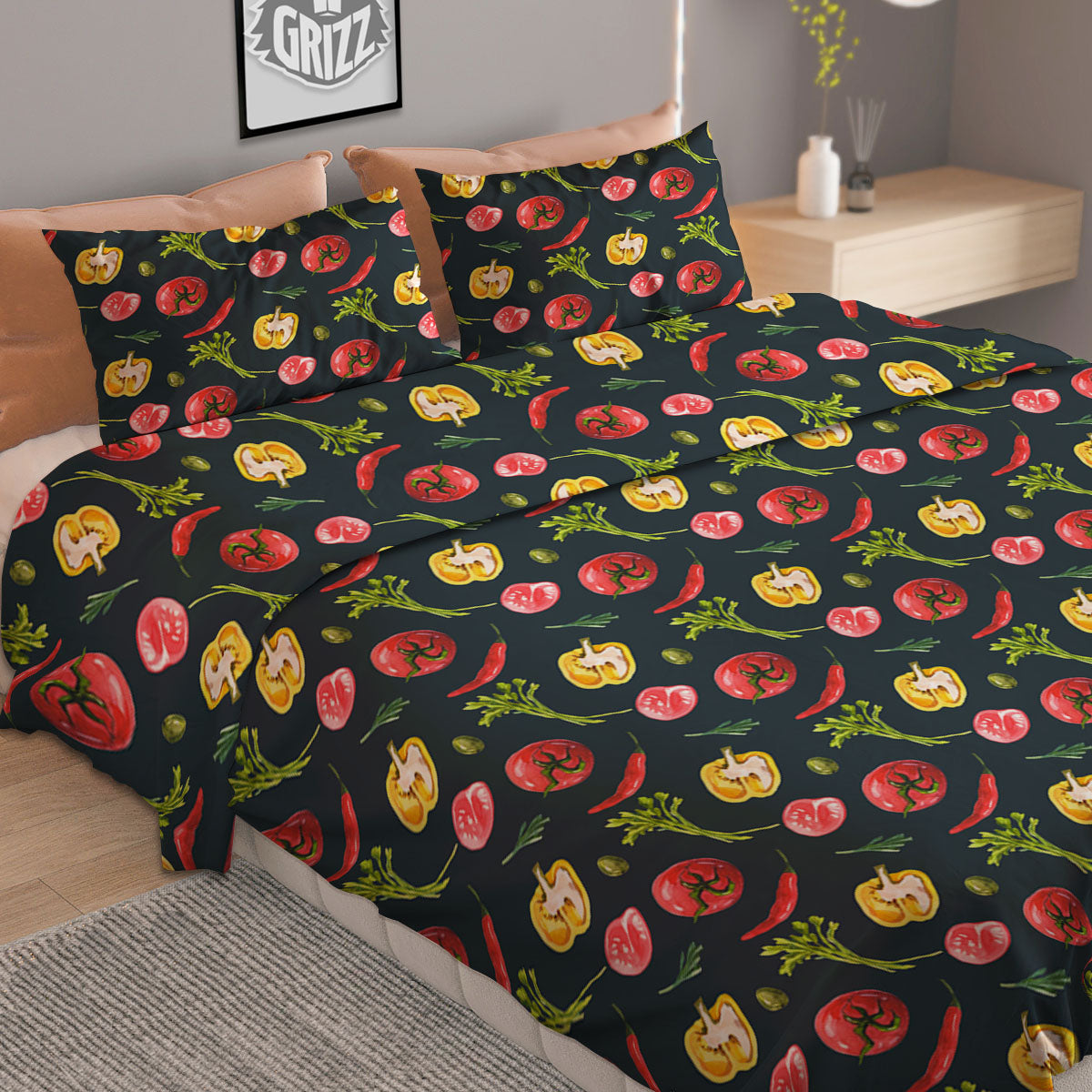 Vegetable Print Pattern Duvet Cover Bedding Set-grizzshop