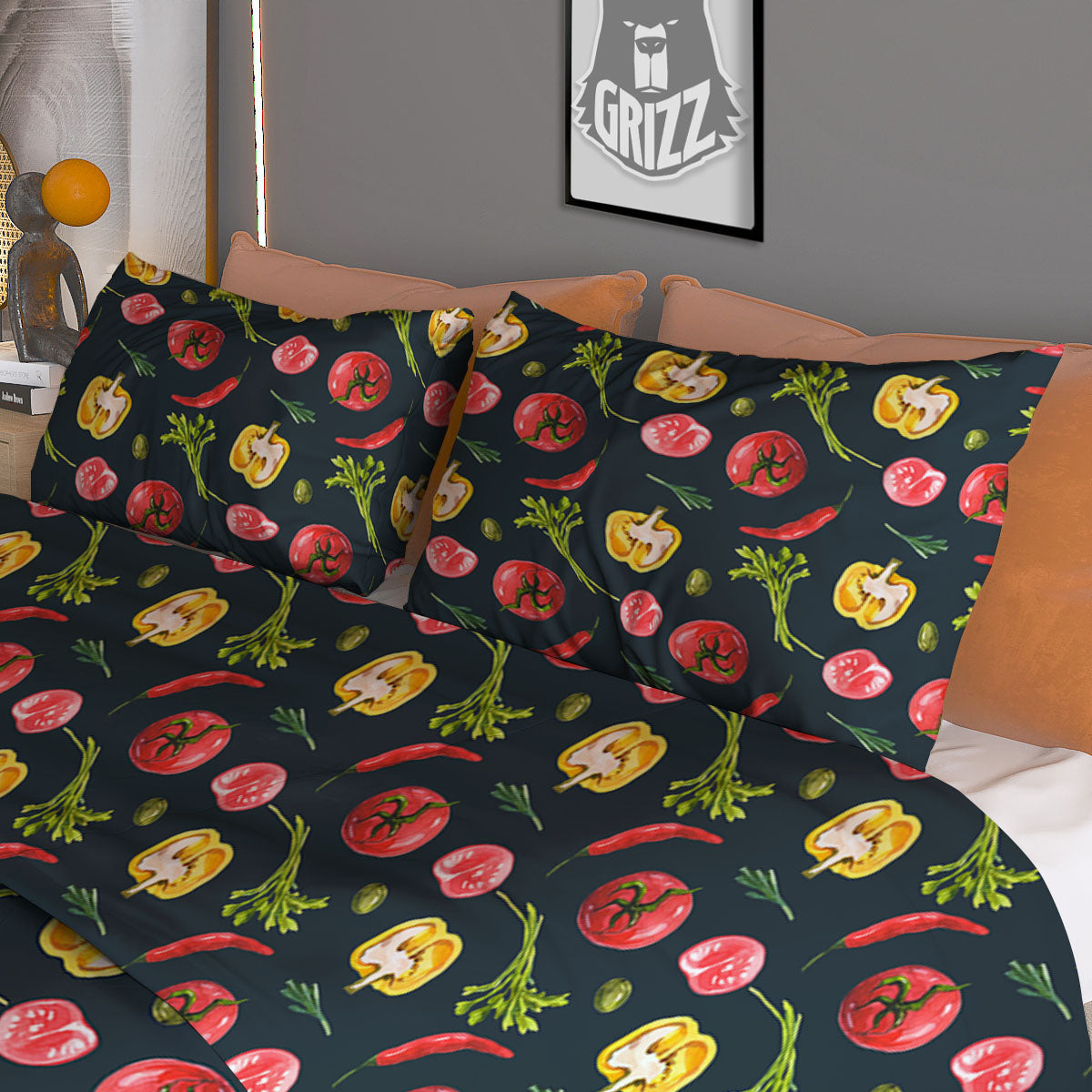 Vegetable Print Pattern Duvet Cover Bedding Set-grizzshop