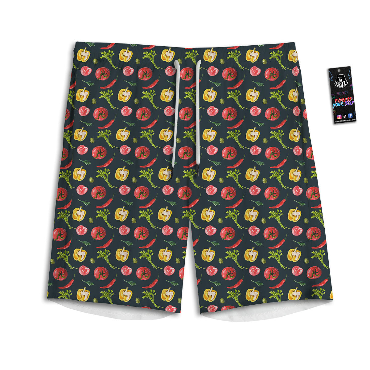 Vegetable Print Pattern Men's Athletic Shorts-grizzshop