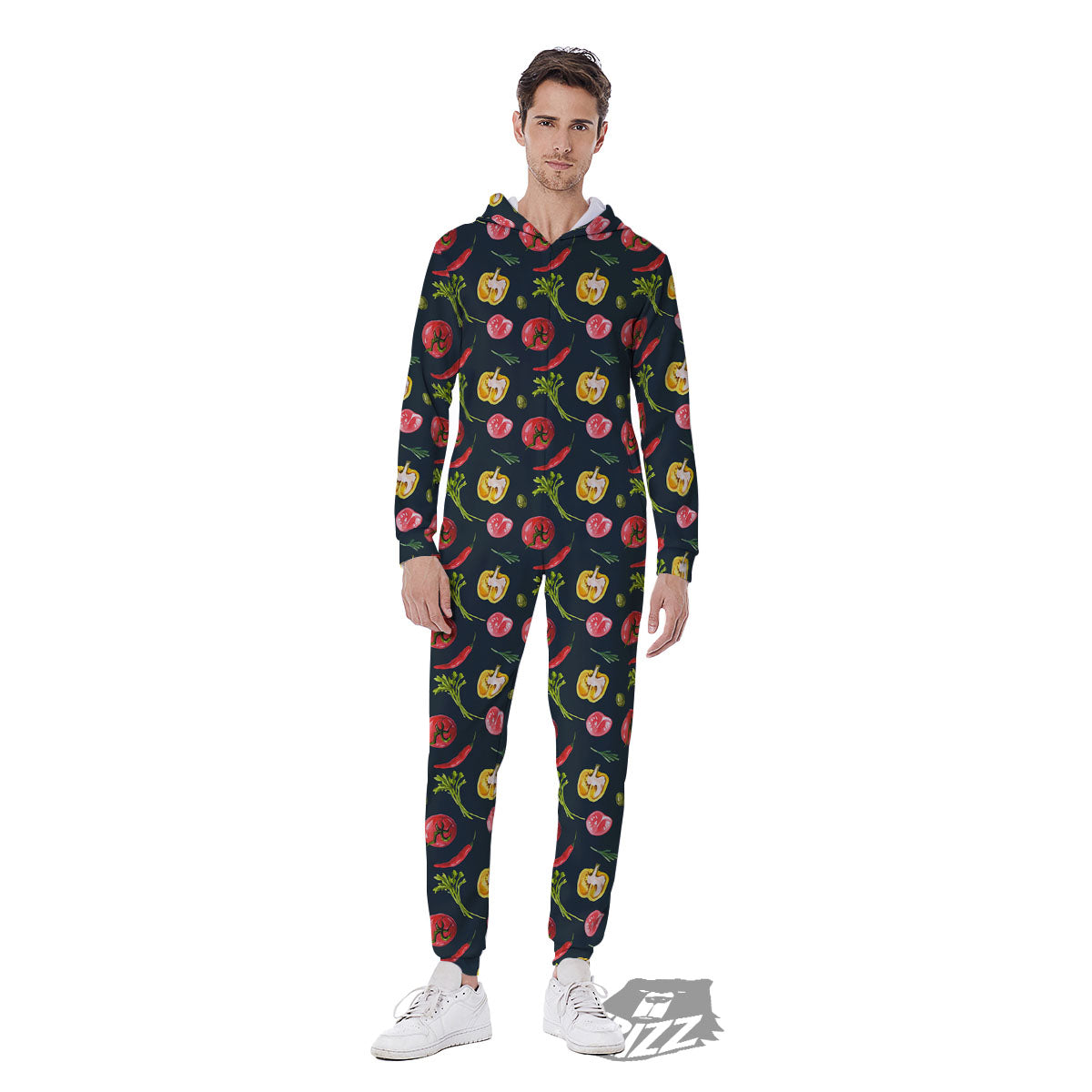 Vegetable Print Pattern Men's Jumpsuit-grizzshop