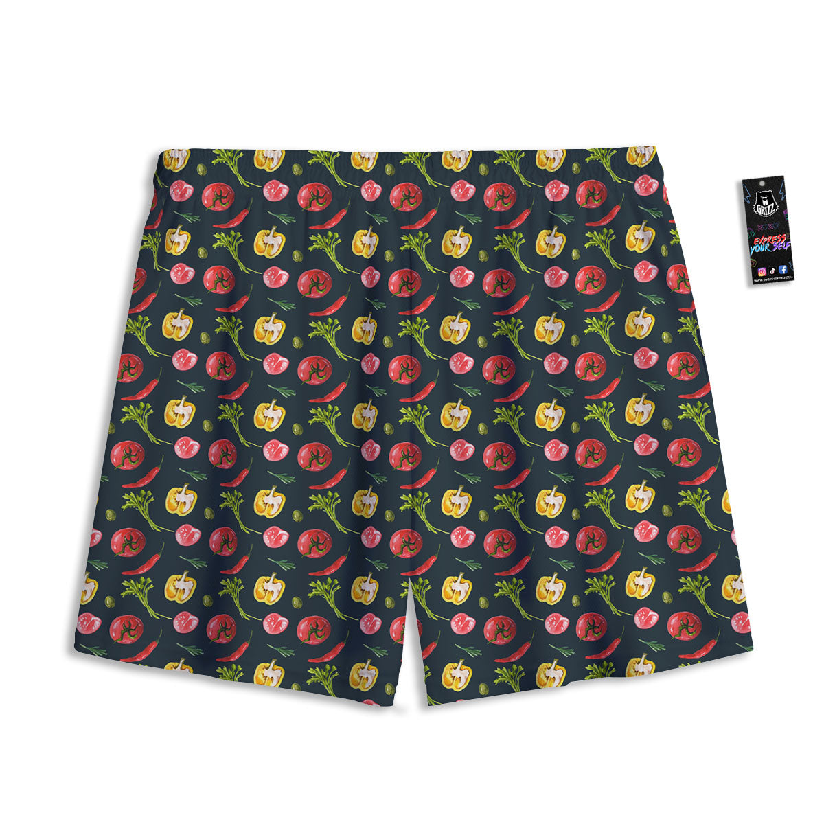Vegetable Print Pattern Mesh Shorts-grizzshop