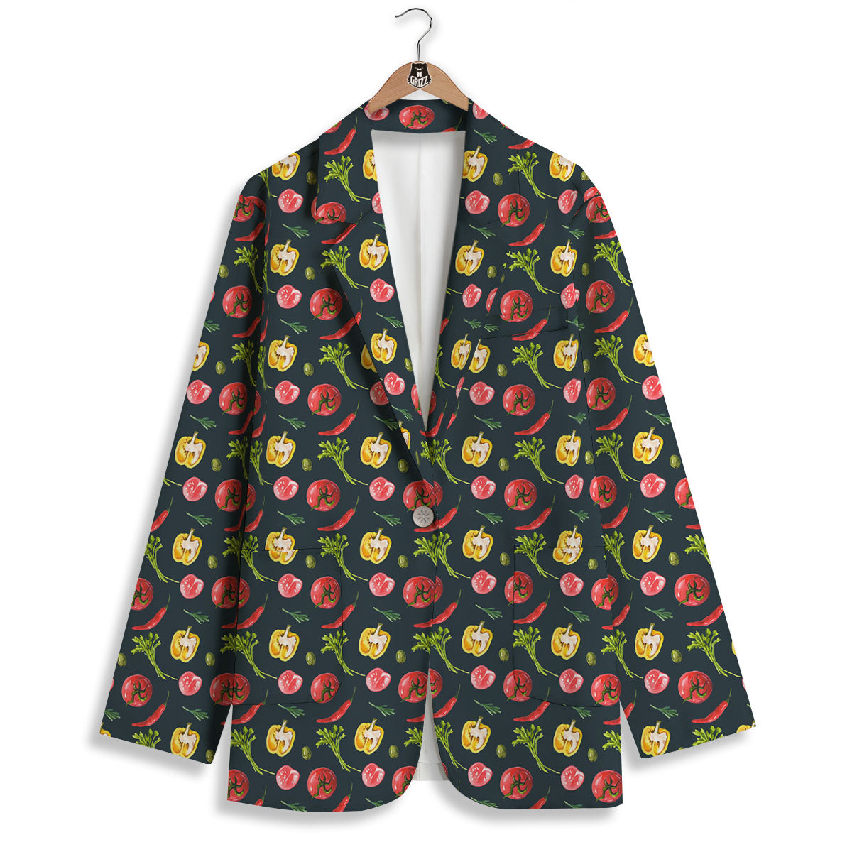 Vegetable Print Pattern Women's Blazer-grizzshop