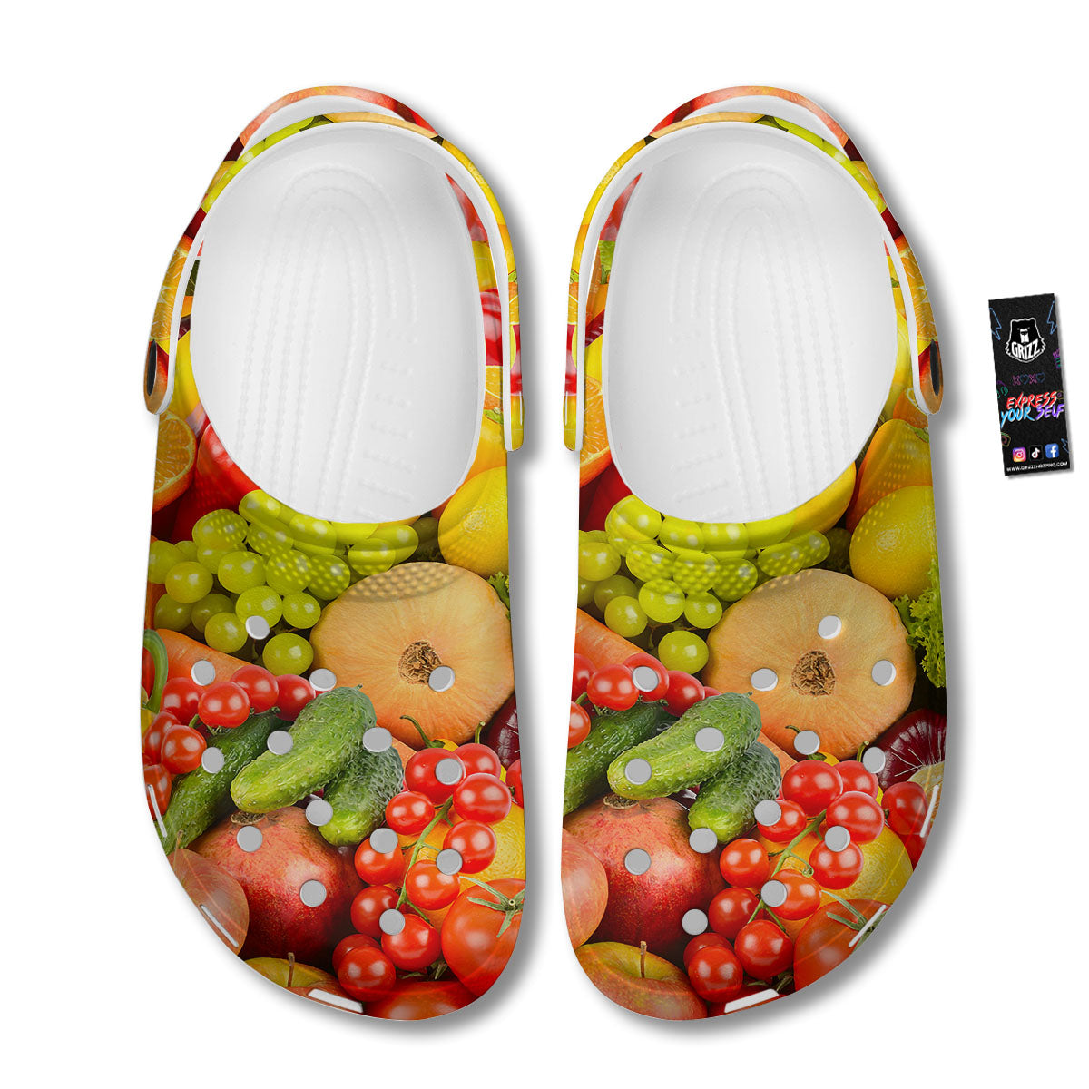 Vegetables And Fresh Fruits Print Clog-grizzshop