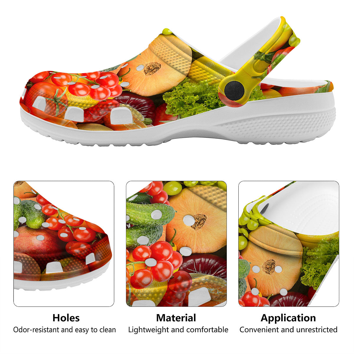 Vegetables And Fresh Fruits Print Clog-grizzshop