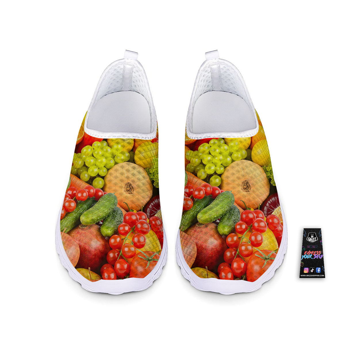 Vegetables And Fresh Fruits Print Nurse Shoes-grizzshop