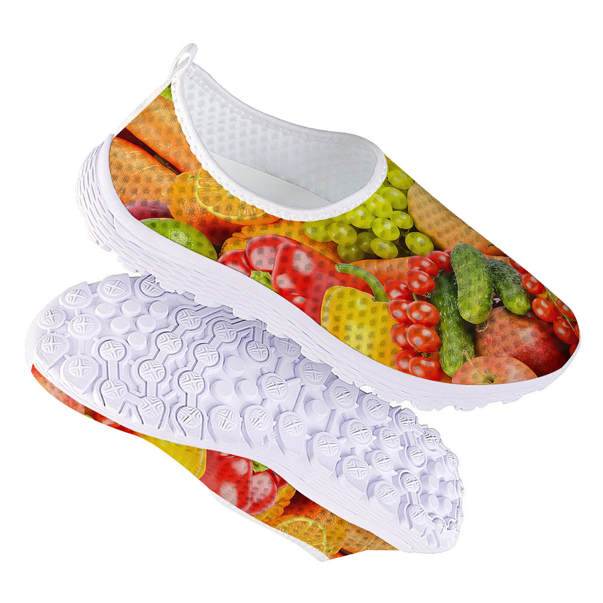 Vegetables And Fresh Fruits Print Nurse Shoes-grizzshop